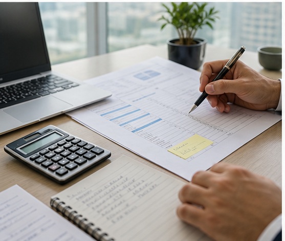 Generated Corporate Tax Consultant in Dubai, UAE visual for plan filing and adjustments with UAE business documents and compliance planning