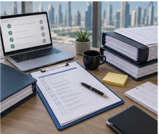 Generated Corporate Tax Filing in Dubai, UAE visual for coordinate filing readiness with UAE business documents and compliance planning