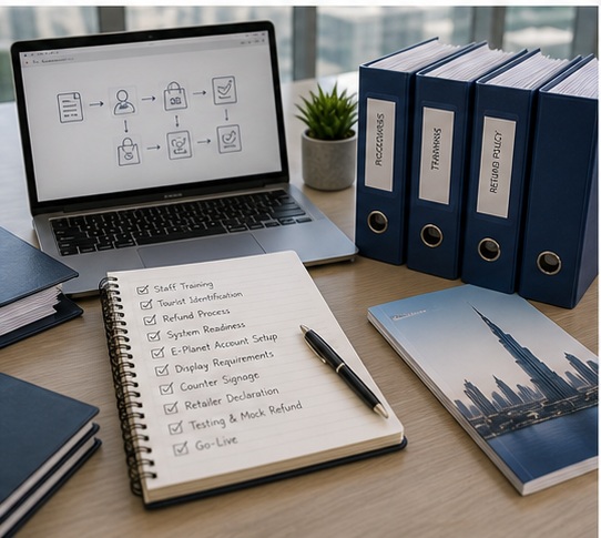 Generated E-Planet Registration (Tax Free) Support in UAE visual for support staff and process readiness with UAE business documents and compliance planning