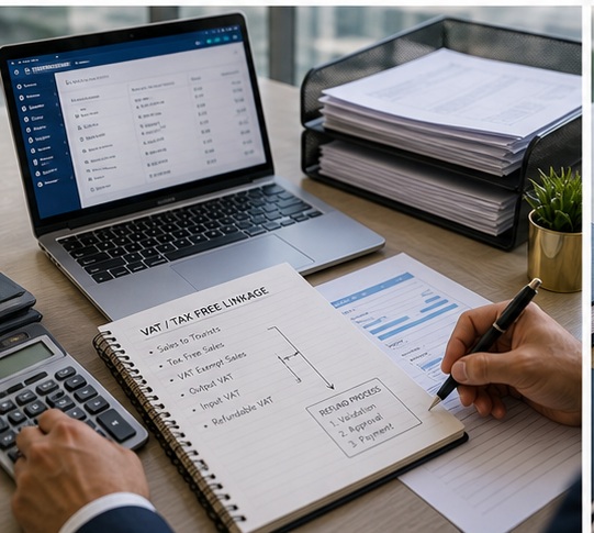 Generated E-Planet Registration (Tax Free) Support in UAE visual for connect tax free workflow to vat records with UAE business documents and compliance planning