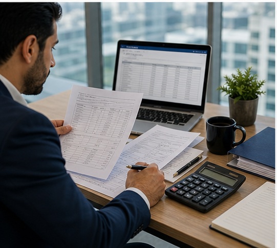 Generated On-Site Accounting Services in Dubai, UAE visual for reconcile and update accounts with UAE business documents and compliance planning