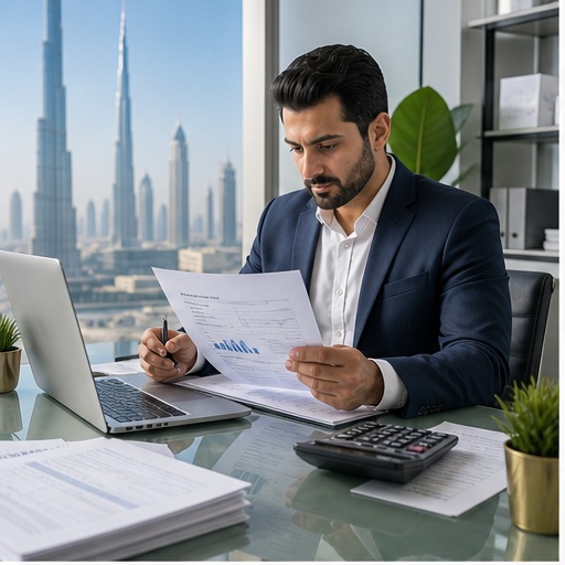 Generated VAT Consultancy in Dubai, UAE visual for hero service overview with UAE business documents and compliance planning