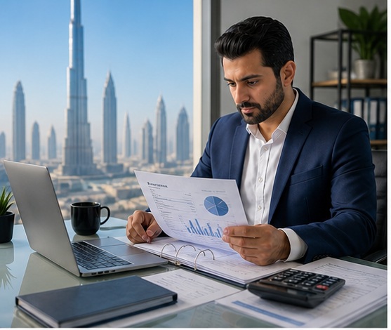 Generated VAT Refund Support in Dubai, UAE visual for hero service overview with UAE business documents and compliance planning