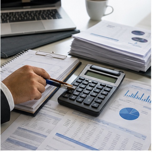 Generated Dubai VAT registration document preparation scene with folders and checklist tablet